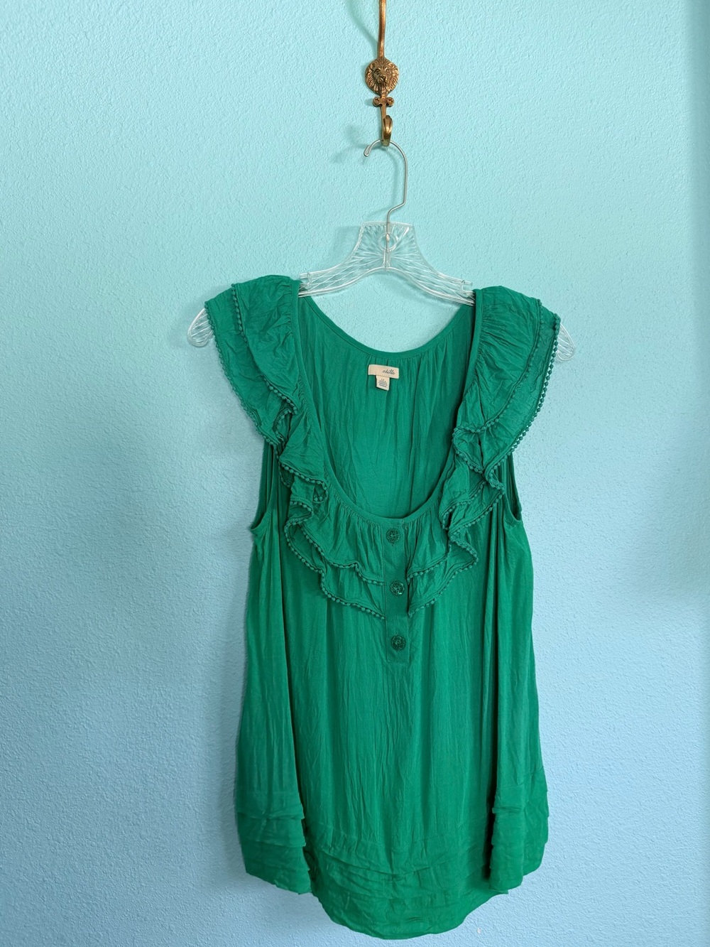 anthropologie Odille Ruffle Top, Green